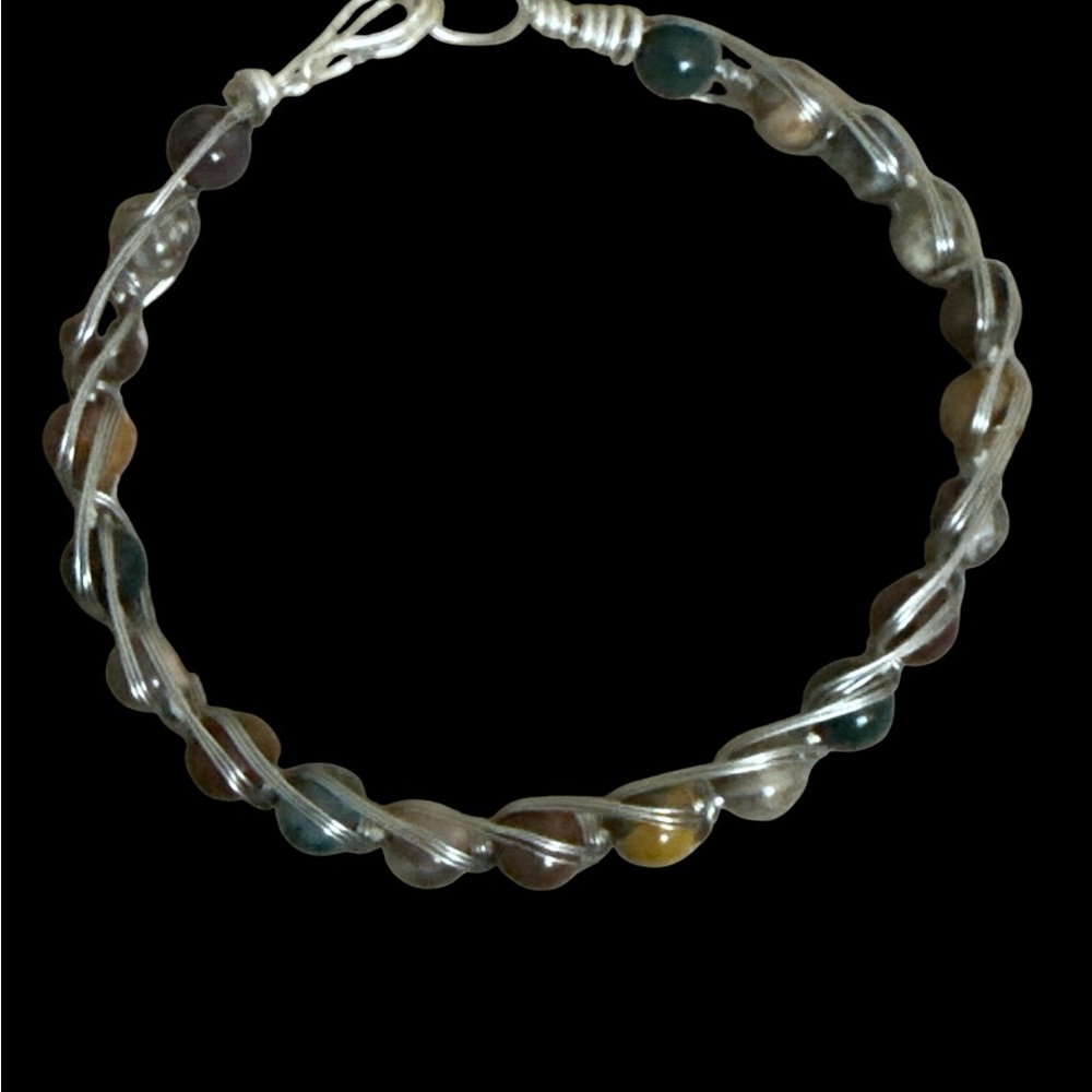 Vintage Silver tone and Multicolor Beaded Bracelet